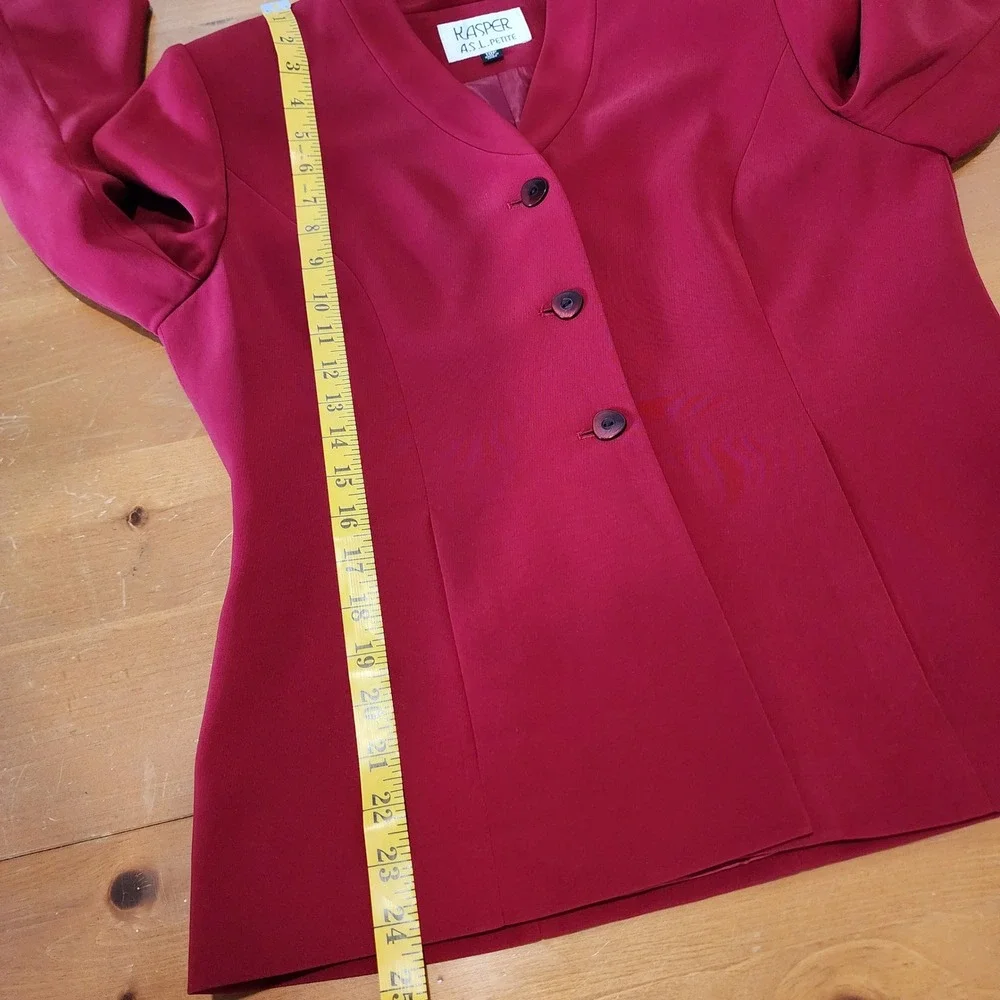 Kasper ASL 2pc Blazer + Skirt Suit Set Womens 10P Red Business Career Officecore